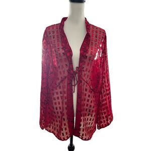 Notations woman  Red Cardigan 3X Long Sleeve